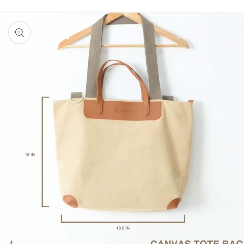 Canvas Tote Bag with Leather Accents